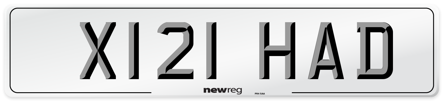 X121 HAD Number Plate from New Reg